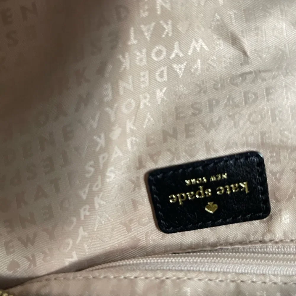 Kate Spade black &off white custom Kate spade logo printed fabric crossbody bag